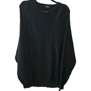 Toscano Men's Black Knit Cotton Long Sleeve Pullover Italian Made Sweater Sz‎ XL